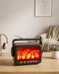 LED Şömine Efektli Kablosuz Hoparlör FM Radyo Müzik Çalar-1