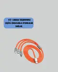 120 W Şarj ve Veri Aktarımı Kablo– 3 Başlıklı Çok Amaçlı Kablo Yüksek Hızlı-3