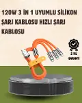120 W Şarj ve Veri Aktarımı Kablo– 3 Başlıklı Çok Amaçlı Kablo Yüksek Hızlı-1