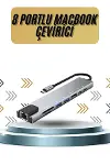8 Portlu Macbook Çevirici Type C Hub SD TF USB Çoğaltıcı Ethernet-2