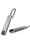 8 Portlu Macbook Çevirici Type C Hub SD TF USB Çoğaltıcı Ethernet-5