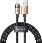 CA-6911 3A Işıklı Usb iPhone Şarj Data Kablosu 1.2m Siyah-1