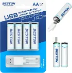 4'lü Şarj Edilebilir AA Lityum Pil | 1.5V 500mAh 2200mWh, USB-C Şarjlı, 1000+ Döngü, Sabit Voltaj Çı-1