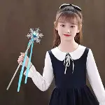 Kar Taneli Mavi Kalp Taşlı Saten Kurdeleli Karlar Ülkesi Elsa Asası Sopası 34 cm-3