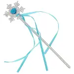Kar Taneli Mavi Kalp Taşlı Saten Kurdeleli Karlar Ülkesi Elsa Asası Sopası 34 cm-1