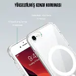 iPhone 7/8/SE 2020/SE 2022 Uyumlu Kamera Korumalı Magsafe Wireless Şarj Özellikli Kristal Berraklıkt-6