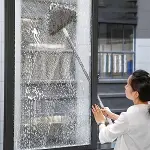 Teleskopik Saplı 150 cm Üçgen Mop Cam Duvar Tavan Fayans Parke Temizleyici Mop-4