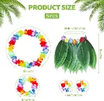 Yetişkin Hawaii Kostüm Seti - Yaprak Etek &amp;amp; Hawaii Set - 5 Parça-2