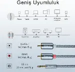 Pro Series 3 Metre 3.5MM Jack to RCA Stereo Ses Sistemi Kablosu, Amfi, Hoparlör, TV Ses Sistemi Kabl-2