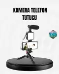 Profesyonel Vlog Çekim Kiti LED Işıklı Tripod Mikrofonlu Telefon Seti-1