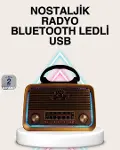 Ahşap Nostaljik Radyo Bluetooth USB SD Kart Destekli-1