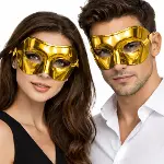 Metalize Parlak Parti Maskesi Altın Gold Renk 16x7 cm-2