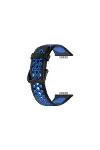 Huawei Watch Fit 2 Spor Delikli Kordon - Siyah-mavi-2