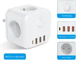 3 Ac Priz Soketli 3 USB+TYPE-C Akım Korumalı, 7 in 1 Priz, 16A Maks, 4000W-3