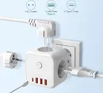 3 Ac Priz Soketli 3 USB+TYPE-C Akım Korumalı, 7 in 1 Priz, 16A Maks, 4000W-5