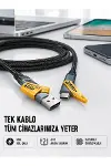 Örgülü Tasarım 4’ü 1 Arada USB-C Lightning Hızlı Şarj Kablosu-1