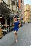 Kadın Straplez Büzgülü Balık Kesim Abiye Elbise-2