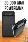20.000 Mah Led Işıklı LCD Ekran USB Girişli Type-C Lightning Powerbank-1