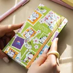Charmlı Süresiz Haftalık Planlayıcı Cep Ajanda 9x17 cm Kedili Pul-1