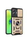 İnfinix Hot 30 5g Kılıf Pars Lens Yüzüklü Silikon - Gold-1