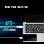 USB-C - USB-C 30cm 60W PD/QC Hızlı Şarj/Data Kablosu-4