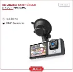 XO Araç Kamerası Full HD 1080P Video Kaydı 2 inç Boyutunda Ekran Aynı Anda İki Kamera Kanal Desteği-2