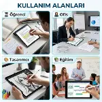 iPad Kalem, Apple Pencil Alternatifi, USB-C Hızlı Şarj, Palm Rejection, iPad Pencil, iPad 6-11 / Air-3
