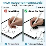 iPad Kalem, Apple Pencil Alternatifi, USB-C Hızlı Şarj, Palm Rejection, iPad Pencil, iPad 6-11 / Air-6