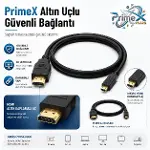 PrimeX PX-1121 Micro HDMI to HDMI Kablo, 1.5 Metre 1080P Full HD Hdmi Görüntü ve Ses Aktarım Kablosu-2