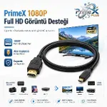 PrimeX PX-1121 Micro HDMI to HDMI Kablo, 1.5 Metre 1080P Full HD Hdmi Görüntü ve Ses Aktarım Kablosu-4
