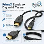 PrimeX PX-1121 Micro HDMI to HDMI Kablo, 1.5 Metre 1080P Full HD Hdmi Görüntü ve Ses Aktarım Kablosu-6
