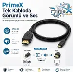 PrimeX PX-1121 Micro HDMI to HDMI Kablo, 1.5 Metre 1080P Full HD Hdmi Görüntü ve Ses Aktarım Kablosu-8