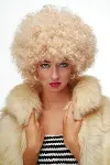 Altın Renk Kıvırcık Afro Bonus Peruk Saç Parti Peruğu Platin Gold-2