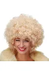 Altın Renk Kıvırcık Afro Bonus Peruk Saç Parti Peruğu Platin Gold-1