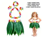 Çocuk Hawaii Kostüm Seti - Yaprak Etek &amp;amp; Hawaii Set - 5 Parça-1