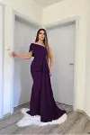 Kadın Tek Omuz Kuyruklu Balık Kesim Abiye Elbise-2