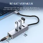 USB 2.0 to 100Mbps Ethernet Çevirici ve 3 Portlu USB Hub Çoklayıcı-3