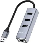 USB 2.0 to 100Mbps Ethernet Çevirici ve 3 Portlu USB Hub Çoklayıcı-1