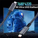 40Gbps 240W 4.0 Thunderbolt Type-C to Type-C Şarj, Data ve 8K 60Hz Görüntü Aktarım Kablosu Tip C 1 M-2