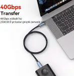 40Gbps 240W 4.0 Thunderbolt Type-C to Type-C Şarj, Data ve 8K 60Hz Görüntü Aktarım Kablosu Tip C 1 M-6