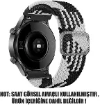 Amazfit GTR 2e 47mm için Kordon Braided Loop Band Siyah Beyaz [GTR 2e ile Uyumlu Kordon - Siyah - Be-1