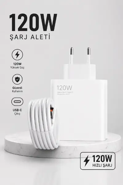 Turbo Hızlı Şarj Destekli 120W USB-C Şarj Seti