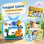 Çocuk Kamerası Zürafa Tasarımlı Anında Baskı Özellikli Dijital Fotoğraf Makinesi, 2,4 inç IPS Ekranl-2