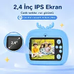 Çocuk Kamerası Zürafa Tasarımlı Anında Baskı Özellikli Dijital Fotoğraf Makinesi, 2,4 inç IPS Ekranl-4