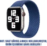 Apple Watch SE 44mm için Kordon, (Large Size, 160mm) Knitted Fabric Single Loop Mavi [Watch SE 44mm-1