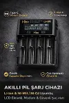 Batteries Lii-800 Akıllı Li-ion Pil Şarj Cihazı, Type-C Girişli, LCD Ekranlı, 4 Slot Şarj, Li-ion &-2