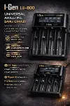 Batteries Lii-800 Akıllı Li-ion Pil Şarj Cihazı, Type-C Girişli, LCD Ekranlı, 4 Slot Şarj, Li-ion &-4