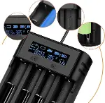 Batteries Lii-800 Akıllı Li-ion Pil Şarj Cihazı, Type-C Girişli, LCD Ekranlı, 4 Slot Şarj, Li-ion &-5