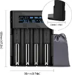 Batteries Lii-800 Akıllı Li-ion Pil Şarj Cihazı, Type-C Girişli, LCD Ekranlı, 4 Slot Şarj, Li-ion &-6