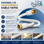 PX-TV1 1 Metre RG6 Full HD TV Uydu Kablosu, Altın uç Anten Kablosu, DVB-T, DVB-C, DVB-S, DVB-S2 Beya-6